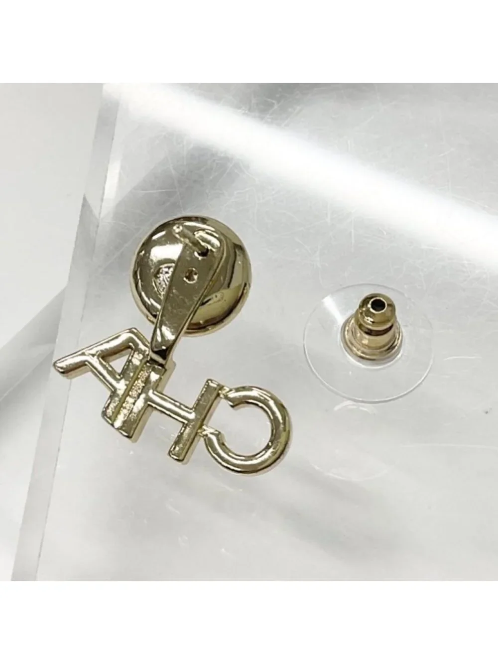 Chanel Earrings CC Logo Rhinestone Pearl Gold